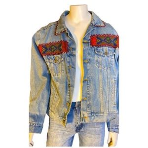 Haggar beaded denim jacket